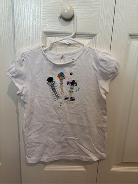 Janie and Jack White Short Sleeve Tee with Beach Sunbathers